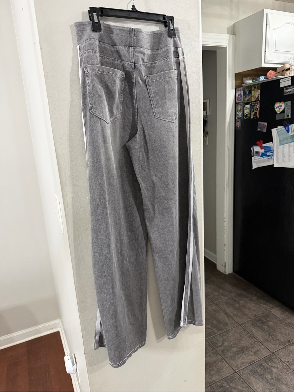 Halara Gray Wide-Leg Jeans with Side Stripe
